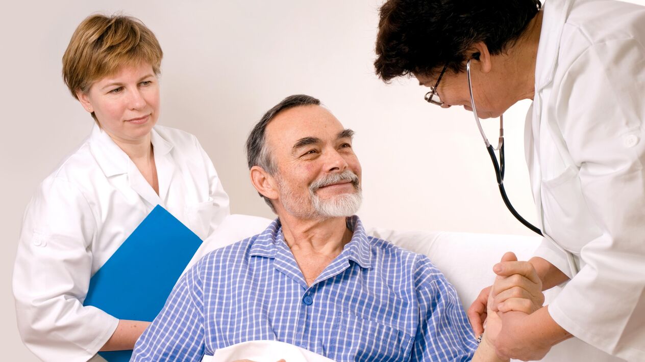 The doctor treats the patient with prostatitis