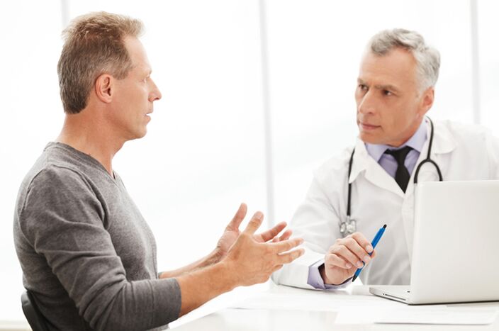 A man with chronic prostatitis at a medical appointment